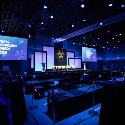 Sports technology Awards STA 24 Set up Lights Lounge Stage tech-led innovation sports tech sport tech red carpet